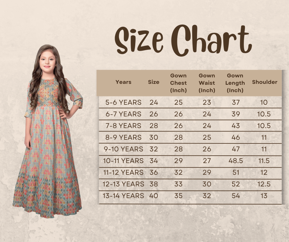 Printed Hand Embroidery Simple Yet Classic Gown For Girls - Betty Ethnic India - Gown - Betty Girls Wear Online