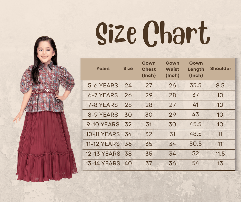 Rosewood Coloured Imported Gown For Girls\ Fancy Sleeves Concept Gown For Girls - Betty Ethnic India - Gown - Betty Girls Wear Online