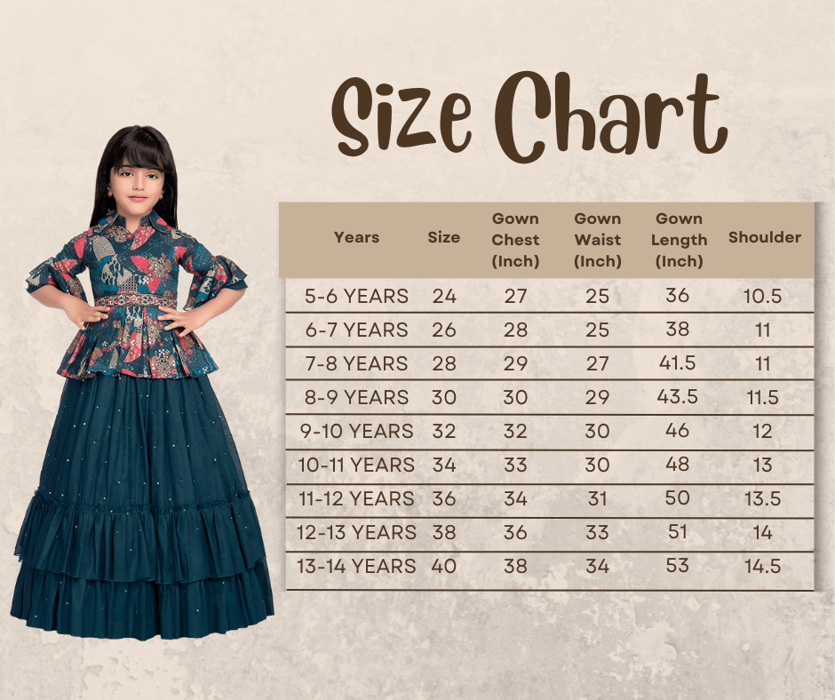 Collar Style Gown For Girls / Ethnic Gowns Online / Blue Coloured Floral Dress For Girls - Betty Ethnic India - Gown - Betty Girls Wear Online