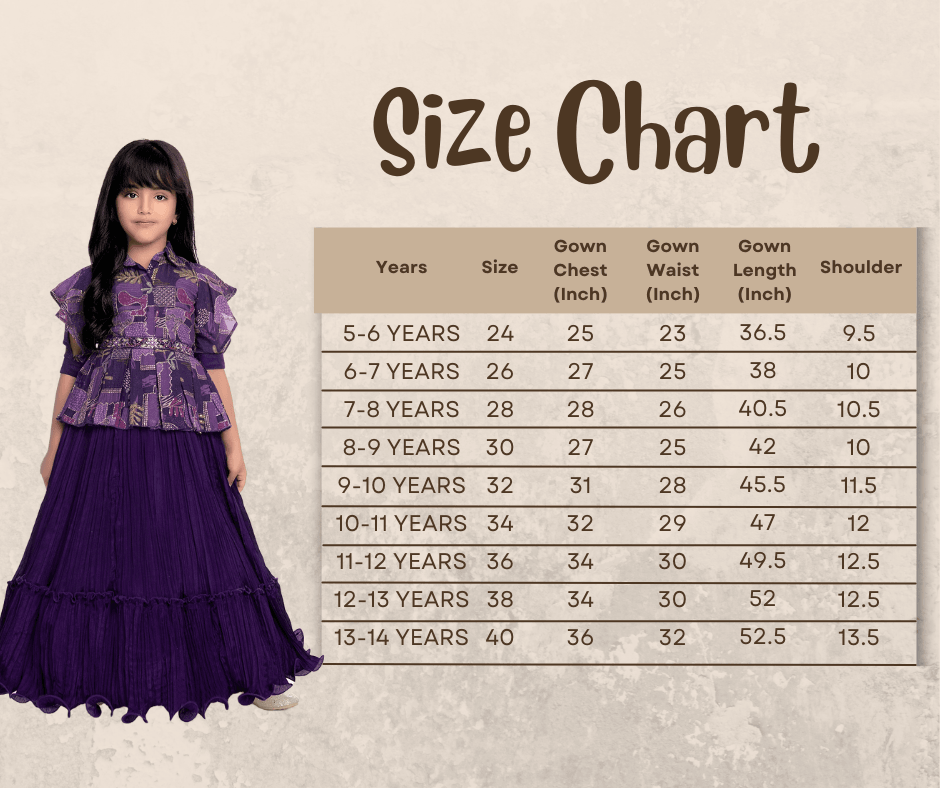 Purple Coloured Floral Dress For Girls /Collar Style Gown For Girls / Position Print Ethnic Gowns Online - Betty Ethnic India - Gown - Betty Girls Wear Online