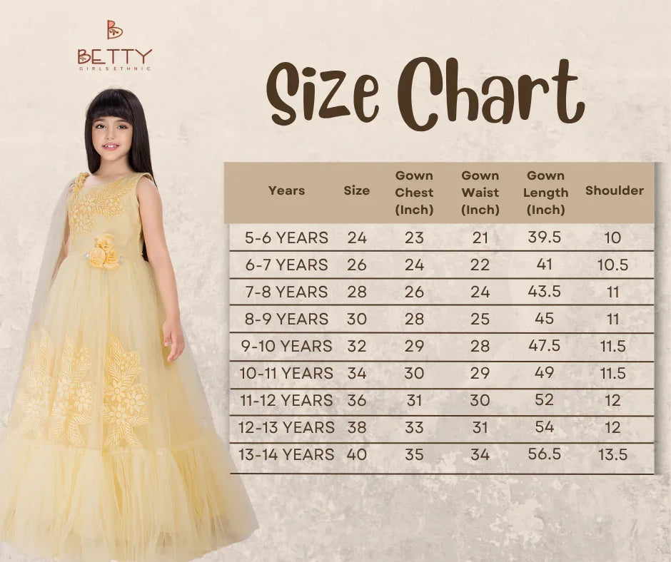 Lemon Imported Net Dress for Girls – Party Wear