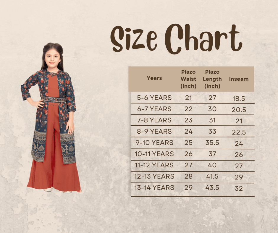 Girls Round Neck Top And Orange Palazzos With Fancy Printed Shrug & Hand Embroidery Ethnic Belt - Betty Ethnic India - Gharara / Sharara Set - Betty Girls Wear Online