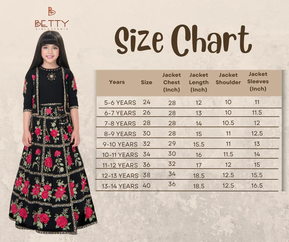 Premium Lehenga Choli Set for Girls – Jacket Style Premium Party Wear (Black)