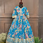 Blue Coloured Printed Fancy Party Wear Gown For Girls / Ethnic Wear Online / House Of Betty