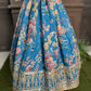 Blue Coloured Printed Fancy Party Wear Gown For Girls / Ethnic Wear Online / House Of Betty