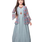 Sky Blue Coloured Separate Jacket Style Gown For Girls - Betty Ethnic India - Gown - Betty Girls Wear Online