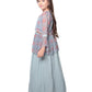 Sky Blue Coloured Separate Jacket Style Gown For Girls - Betty Ethnic India - Gown - Betty Girls Wear Online
