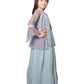 Sky Blue Coloured Separate Jacket Style Gown For Girls - Betty Ethnic India - Gown - Betty Girls Wear Online