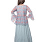Sky Blue Coloured Separate Jacket Style Gown For Girls - Betty Ethnic India - Gown - Betty Girls Wear Online
