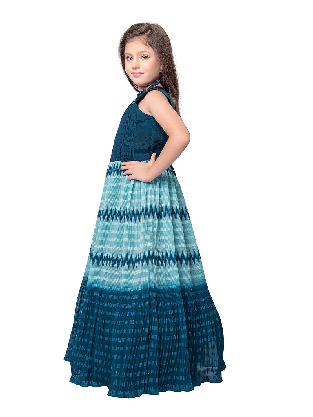 Blue Coloured Wire Style Simple Gown For Girls - Betty Ethnic India - Gown - Betty Girls Wear Online