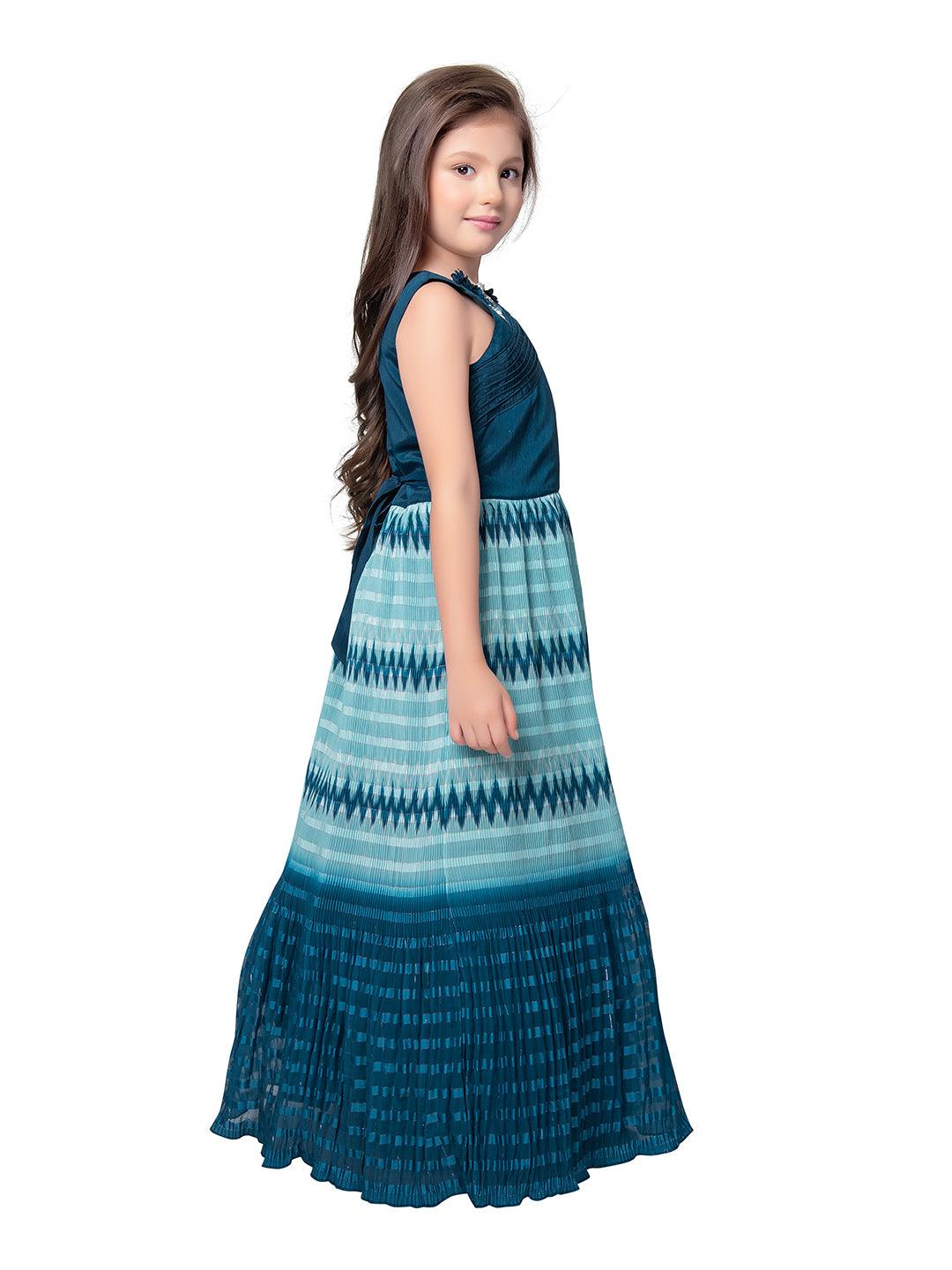 Blue Coloured Wire Style Simple Gown For Girls - Betty Ethnic India - Gown - Betty Girls Wear Online