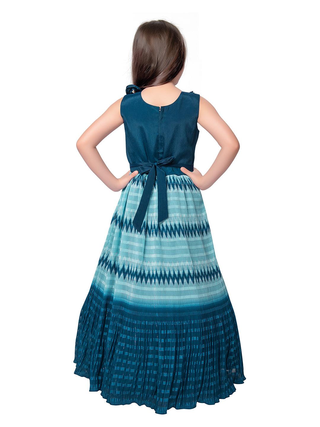Blue Coloured Wire Style Simple Gown For Girls - Betty Ethnic India - Gown - Betty Girls Wear Online