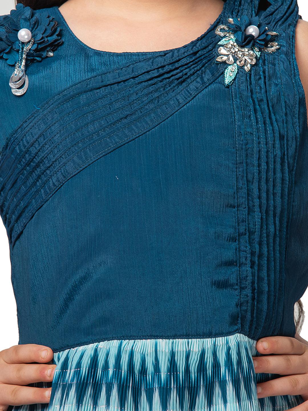 Blue Coloured Wire Style Simple Gown For Girls - Betty Ethnic India - Gown - Betty Girls Wear Online