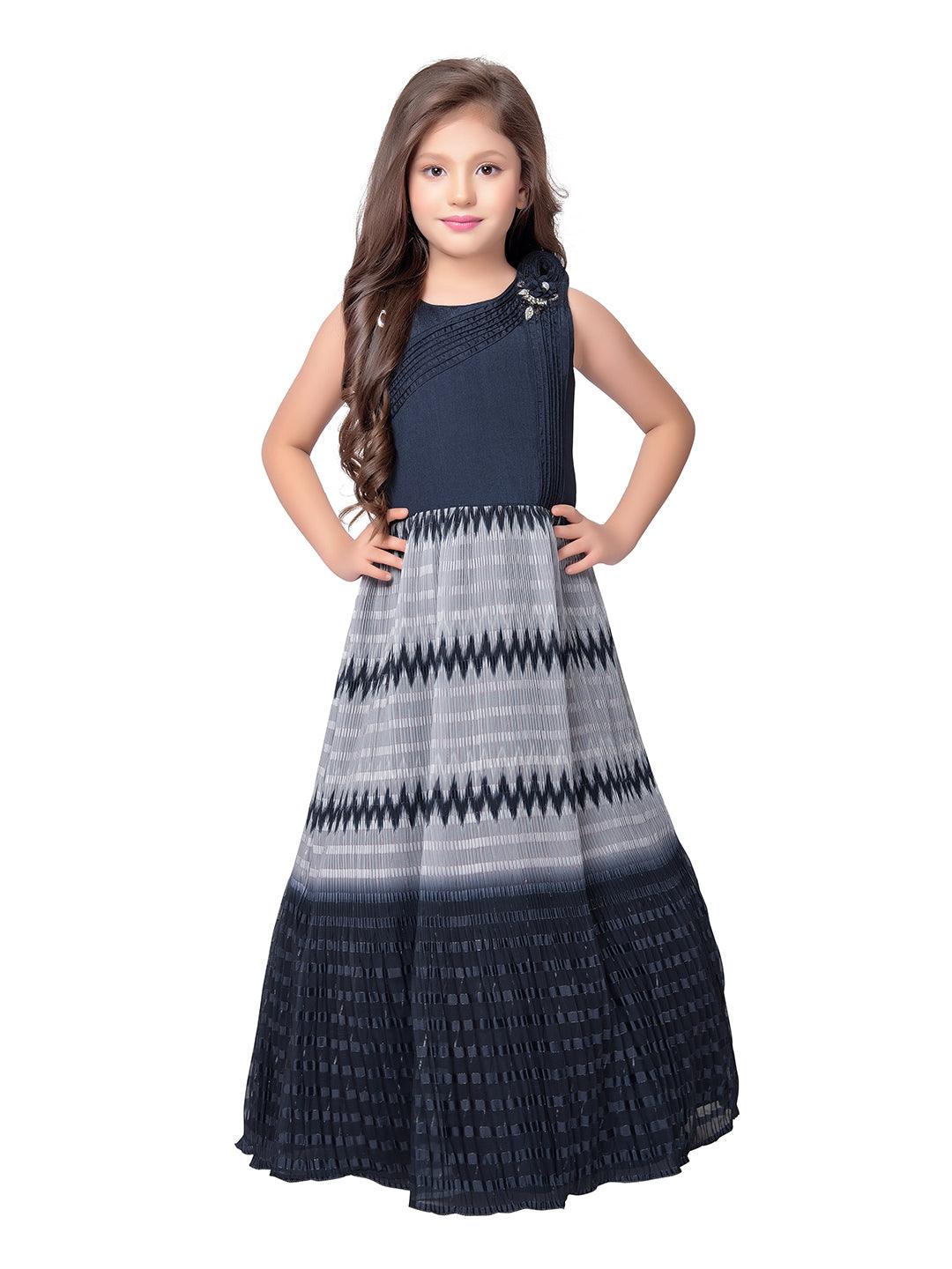 Grey Coloured Wire Style Simple Gown For Girls - Betty Ethnic India - Gown - Betty Girls Wear Online