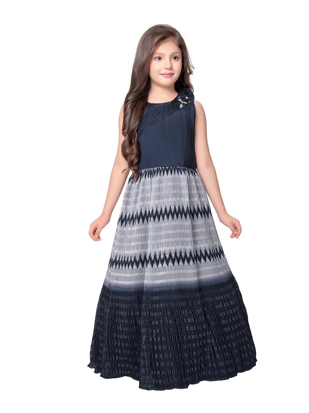 Grey Coloured Wire Style Simple Gown For Girls - Betty Ethnic India - Gown - Betty Girls Wear Online