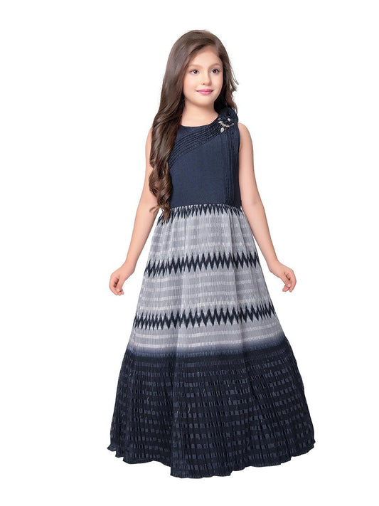 Grey Coloured Wire Style Simple Gown For Girls - Betty Ethnic India - Gown - Betty Girls Wear Online