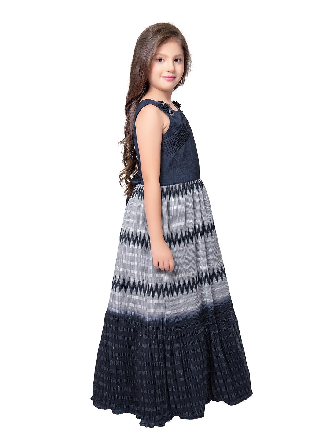 Grey Coloured Wire Style Simple Gown For Girls - Betty Ethnic India - Gown - Betty Girls Wear Online