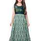 Bottle Green Coloured Ethnic Maxi Dress Gown For Girls - Betty Ethnic India - Gown - Betty Girls Wear Online