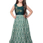 Bottle Green Coloured Ethnic Maxi Dress Gown For Girls - Betty Ethnic India - Gown - Betty Girls Wear Online