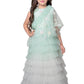 Pista Coloured Trendy Separate Poncho Style Gown For Girls - Betty Ethnic India - Gown - Betty Girls Wear Online