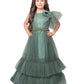 Girls Beetle Coloured One Side Fancy Sleeves Style Gown For Girls With Attached Dupatta - Betty Ethnic India - Gown - Betty Girls Wear Online