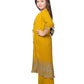 Yellow Embroidered Top with Embroidery Design, Paired with Solid Palazzos and a Stylish Jacket For Girls - Betty Ethnic India - Gharara / Sharara Set - Betty Girls Wear Online