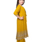 Yellow Embroidered Top with Embroidery Design, Paired with Solid Palazzos and a Stylish Jacket For Girls - Betty Ethnic India - Gharara / Sharara Set - Betty Girls Wear Online