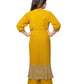 Yellow Embroidered Top with Embroidery Design, Paired with Solid Palazzos and a Stylish Jacket For Girls - Betty Ethnic India - Gharara / Sharara Set - Betty Girls Wear Online