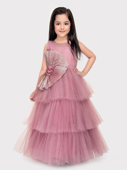 Orchid Coloured Imported Net Gown For Girls \ Birthday Ball Gown For Girls - Betty Ethnic India - Gown - Betty Girls Wear Online