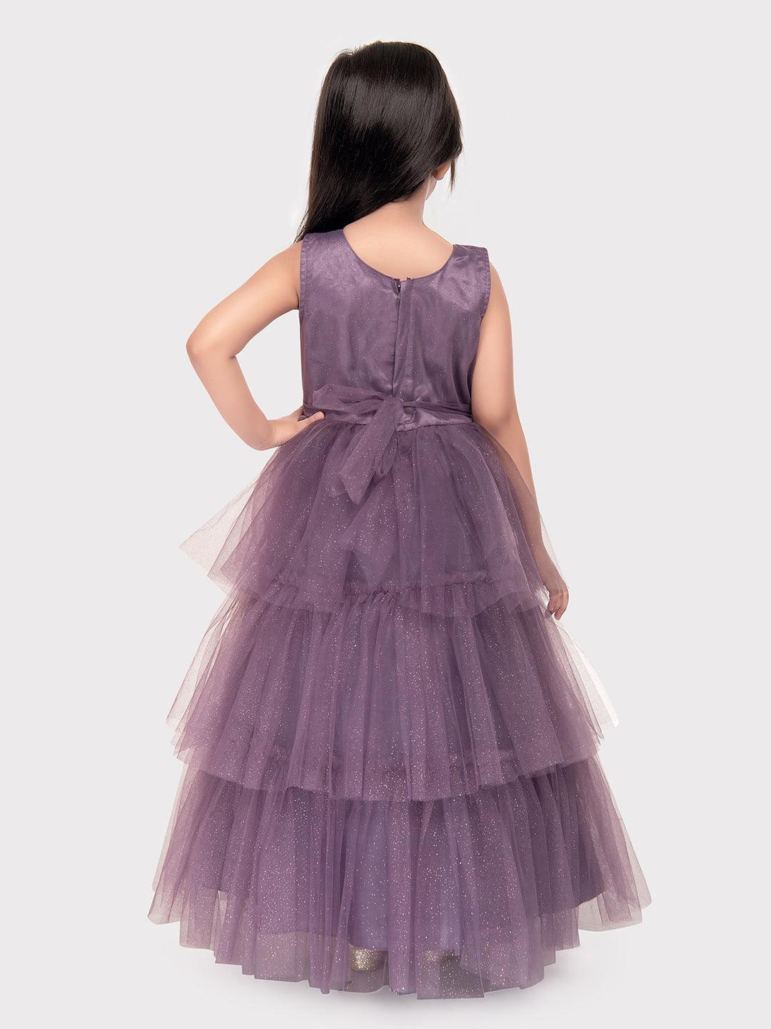 Lilac Coloured Imported Net Gown For Girls \Party Wear Birthday Ball Gown For Girls For Birthday, Festival, Celebrations - Betty Ethnic India - Gown - Betty Girls Wear Online