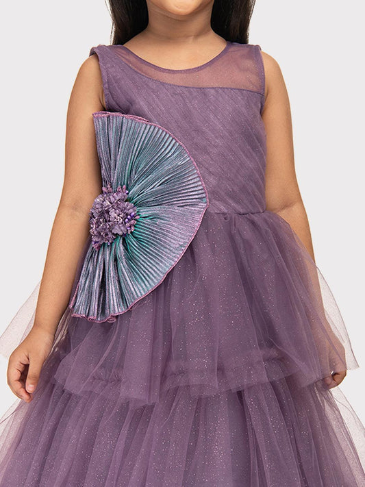 Lilac Coloured Imported Net Gown For Girls \Party Wear Birthday Ball Gown For Girls For Birthday, Festival, Celebrations - Betty Ethnic India - Gown - Betty Girls Wear Online