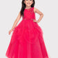 Rani Coloured Imported Net Gown For Girls \ Ball Gown For Girls \ Birthday Dress For Girls - Betty Ethnic India - Gown - Betty Girls Wear Online