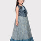 Gray Coloured Simple Attached Dupatta Style Ethnic Wear Gown For Girls - Betty Ethnic India - Gown - Betty Girls Wear Online