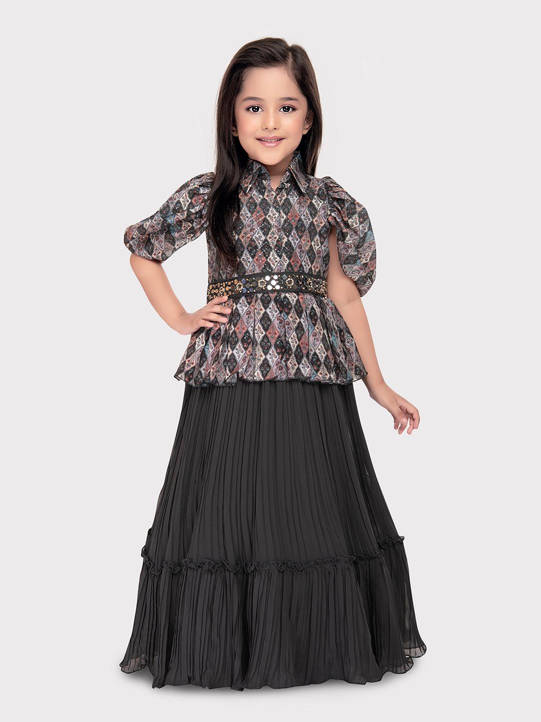 Gray Coloured Imported Gown For Girls\ Birthday Party Gown For Girls - Betty Ethnic India - Gown - Betty Girls Wear Online