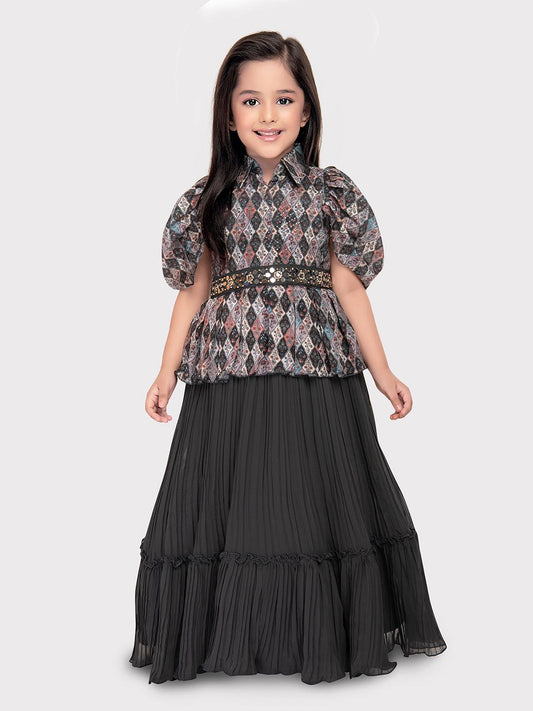 Gray Coloured Imported Gown For Girls\ Birthday Party Gown For Girls - Betty Ethnic India - Gown - Betty Girls Wear Online