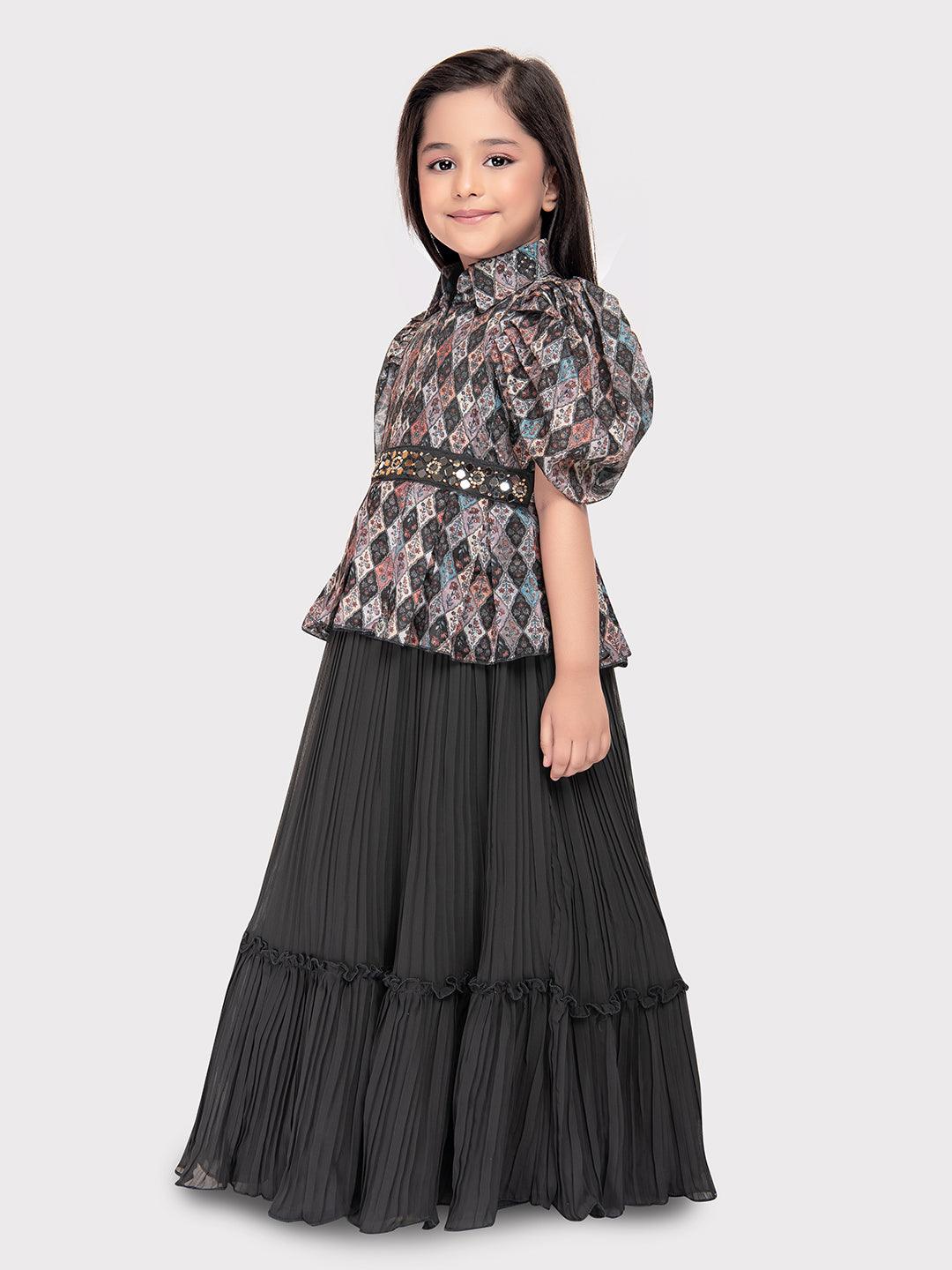 Gray Coloured Imported Gown For Girls\ Birthday Party Gown For Girls - Betty Ethnic India - Gown - Betty Girls Wear Online