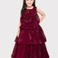 Rasberry Coloured Unique Body Imported Satin Gown For Girls \ Ball Gown For Girls - Betty Ethnic India - Gown - Betty Girls Wear Online