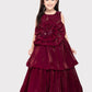 Rasberry Coloured Unique Body Imported Satin Gown For Girls \ Ball Gown For Girls - Betty Ethnic India - Gown - Betty Girls Wear Online