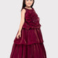 Rasberry Coloured Unique Body Imported Satin Gown For Girls \ Ball Gown For Girls - Betty Ethnic India - Gown - Betty Girls Wear Online