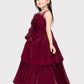 Rasberry Coloured Unique Body Imported Satin Gown For Girls \ Ball Gown For Girls - Betty Ethnic India - Gown - Betty Girls Wear Online