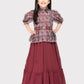 Rosewood Coloured Imported Gown For Girls\ Fancy Sleeves Concept Gown For Girls - Betty Ethnic India - Gown - Betty Girls Wear Online