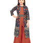 Girls Round Neck Top And Orange Palazzos With Fancy Printed Shrug & Hand Embroidery Ethnic Belt - Betty Ethnic India - Gharara / Sharara Set - Betty Girls Wear Online