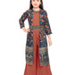 Girls Round Neck Top And Orange Palazzos With Fancy Printed Shrug & Hand Embroidery Ethnic Belt - Betty Ethnic India - Gharara / Sharara Set - Betty Girls Wear Online