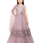 One Side Sleeves Trendy Look Orchid Coloured Gown For Girl - Betty Ethnic India - Gown - Betty Girls Wear Online