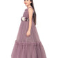 Lilac Coloured Corsage Hand Work Imported Net Ruffle Ball Gown Style For Girls - Betty Ethnic India - Gown - Betty Girls Wear Online