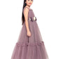 Lilac Coloured Corsage Hand Work Imported Net Ruffle Ball Gown Style For Girls - Betty Ethnic India - Gown - Betty Girls Wear Online