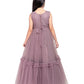 Lilac Coloured Corsage Hand Work Imported Net Ruffle Ball Gown Style For Girls - Betty Ethnic India - Gown - Betty Girls Wear Online