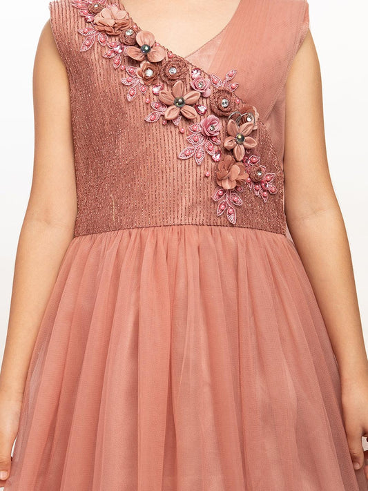 Orchid Coloured Imported Net Simple And Classic Gown For Girls - Betty Ethnic India - Gown - Betty Girls Wear Online
