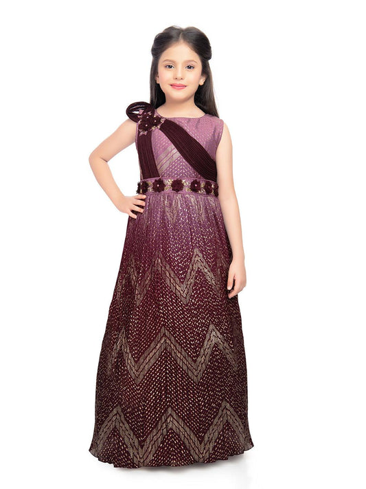 Wine Coloured Wire Concept Style Gown For Girls - Betty Ethnic India - Gown - Betty Girls Wear Online