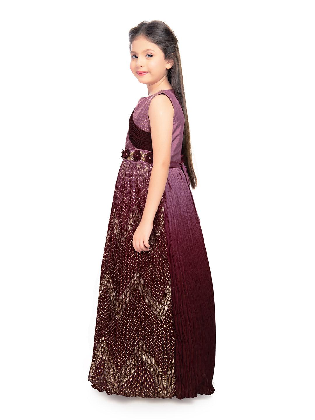 Wine Coloured Wire Concept Style Gown For Girls - Betty Ethnic India - Gown - Betty Girls Wear Online